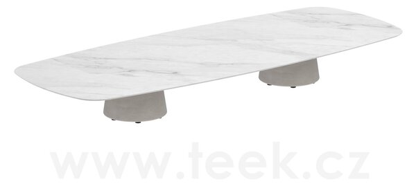 Royal Botania Betonový nízký stůl Conix, Royal Botania, oválný 300x120x35 cm, podnož beton cement grey, deska keramika bílá