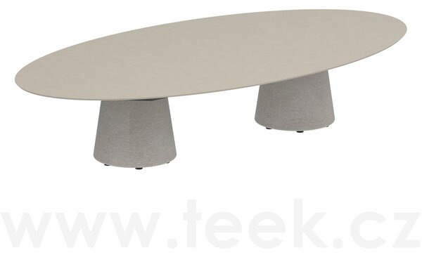 Royal Botania Betonový nízký stůl Conix, Royal Botania, elipsa 250x130x35 cm, beton cement grey