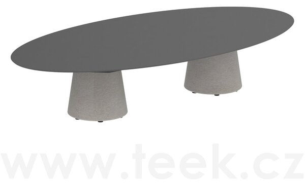 Royal Botania Betonový nízký stůl Conix, Royal Botania, elipsa 250x130x35 cm, beton cement grey
