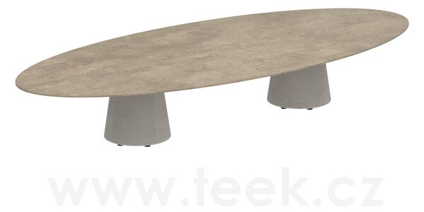 Royal Botania Betonový nízký stůl Conix, Royal Botania, elipsa 320x140x35 cm, beton cement grey