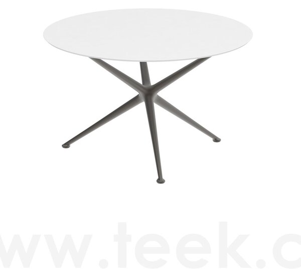 Royal Botania Jídelní stůl Exes, Royal Botania, kulatý 120x75 cm, rám hliník pebble, deska teak