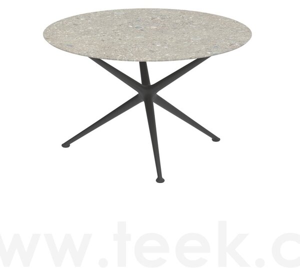 Royal Botania Jídelní stůl Exes, Royal Botania, kulatý 120x75 cm, rám hliník pebble, deska teak