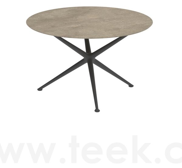 Royal Botania Jídelní stůl Exes, Royal Botania, kulatý 120x75 cm, rám hliník pebble, deska teak