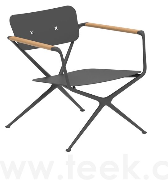 Royal Botania Nízké relax křeslo Exes, Royal Botania, rám hliník anthracite, područky teak, bez sedáků