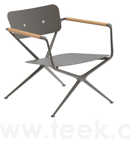 Royal Botania Nízké relax křeslo Exes, Royal Botania, rám hliník anthracite, područky teak, bez sedáků