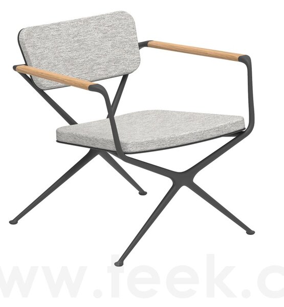 Royal Botania Nízké relax křeslo Exes, Royal Botania, rám hliník anthracite, područky teak, bez sedáků