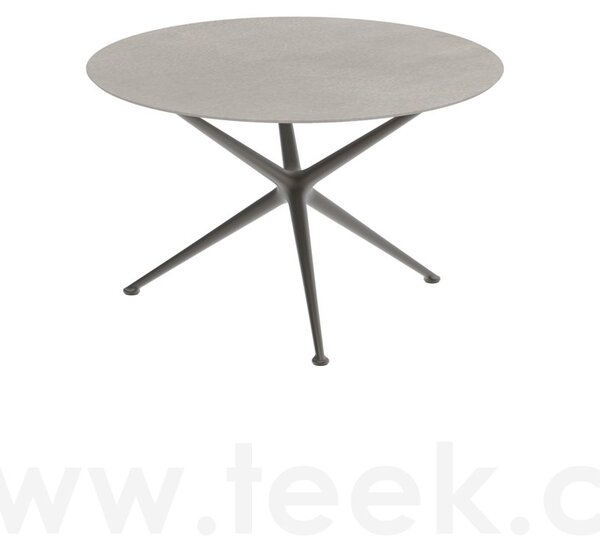 Royal Botania Jídelní stůl Exes, Royal Botania, kulatý 120x75 cm, rám hliník pebble, deska teak
