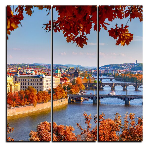 Obraz na plátně - Řeka Vltava a Karlův most - čtverec 3257B (75x75 cm)