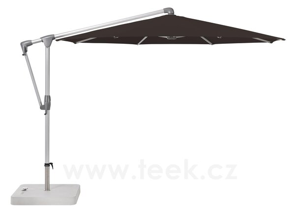 Glatz Boční slunečník Sunwing CASA, Glatz, kulatý 300 cm (3 m), hliníkový rám antracitový (anthracite), potah polyester 220 g/m2 šedá (grey)
