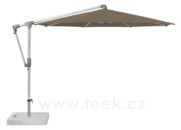 Glatz Boční slunečník Sunwing CASA, Glatz, kulatý 300 cm (3 m), hliníkový rám antracitový (anthracite), potah polyester 220 g/m2 šedá (grey)