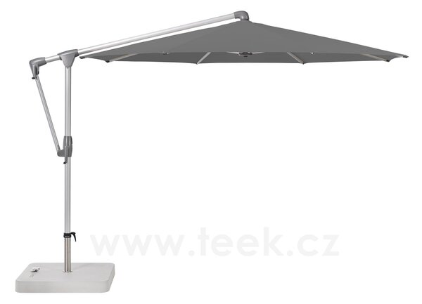 Glatz Boční slunečník Sunwing CASA, Glatz, kulatý 300 cm (3 m), hliníkový rám antracitový (anthracite), potah polyester 220 g/m2 šedá (grey)