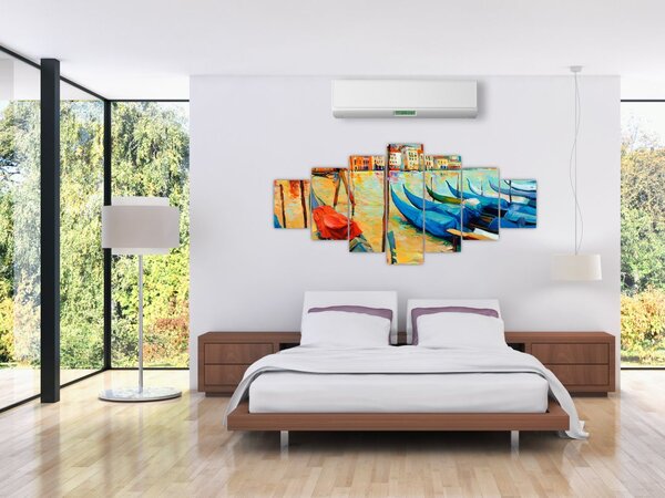 Obraz - Přístav v Benátkách (210x100 cm)