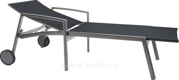 Stern Polohovací lehátko Kari, Stern, 83x205x65 cm, rám lakovaný hliník černý (black matt), výplet textilen linen grey