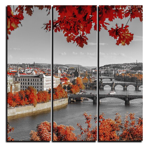 Obraz na plátně - Řeka Vltava a Karlův most - čtverec 3257QB (75x75 cm)
