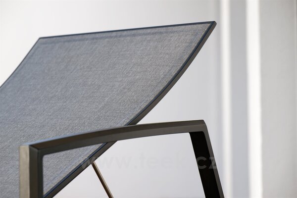 Stern Polohovací lehátko Kari, Stern, 83x205x65 cm, rám lakovaný hliník černý (black matt), výplet textilen linen grey