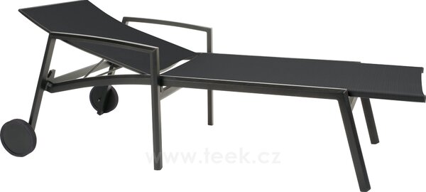 Stern Polohovací lehátko Kari, Stern, 83x205x65 cm, rám lakovaný hliník černý (black matt), výplet textilen linen grey