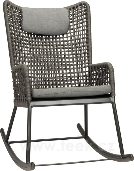 Stern Houpací křeslo Greta, Stern, 64x100x106 cm, rám lakovaný hliník anthracite, lankový výplet platin, rychleschnoucí výplň, venkovní látka silk grey