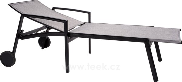 Stern Polohovací lehátko Kari, Stern, 83x205x65 cm, rám lakovaný hliník černý (black matt), výplet textilen linen grey