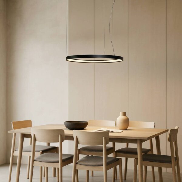 SOLLUX LIGHTING LED závěsné světlo Rio 78, horizontální, 3 000 K, černé, Černá, Kuchyň, Hliník, Moderní