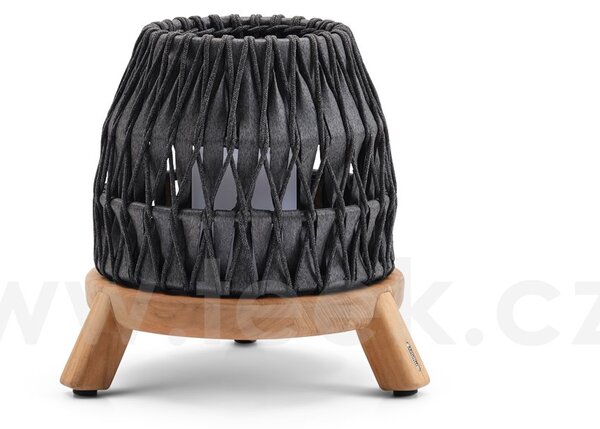 Manutti Malá venkovní lucerna Sandua, Manutti, rám teak, výplet lanko dicord anthracite, včetně LED světla, bez nabíječky a dálkového ovládaní, volitelné teplé i studené světlo