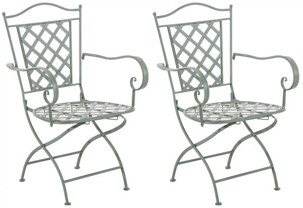 Kovová židle Adara (SET 2 ks) - Zelená antik
