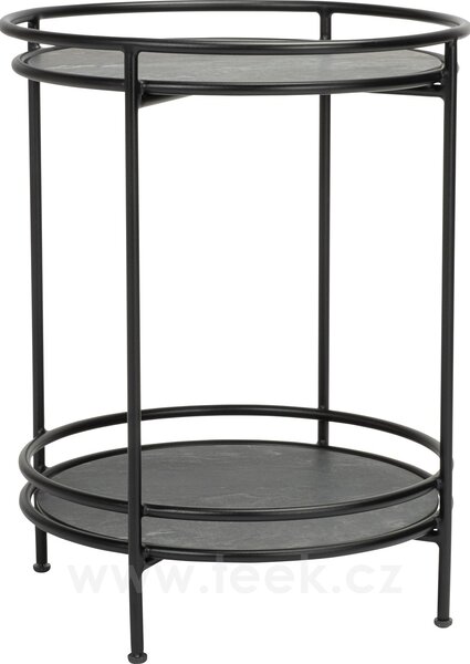 Stern Odkládací stolek Charles, Stern, kulatý 52x52x66 cm, rám lakovaný hliník černý (black matt), deska HPL, Slate