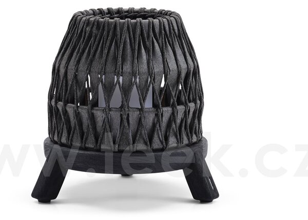 Manutti Malá venkovní lucerna Sandua, Manutti, rám teak, výplet lanko dicord anthracite, včetně LED světla, bez nabíječky a dálkového ovládaní, volitelné teplé i studené světlo