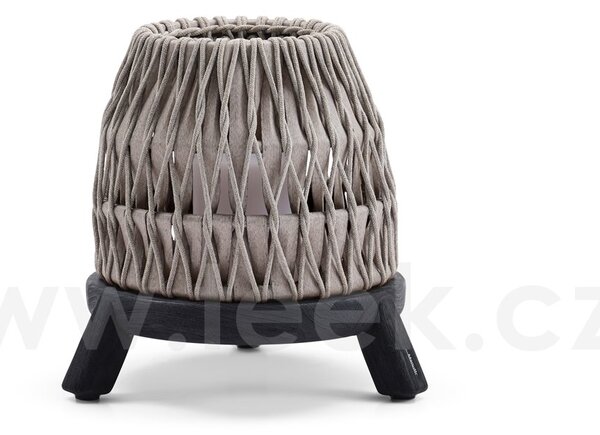 Manutti Malá venkovní lucerna Sandua, Manutti, rám teak, výplet lanko dicord anthracite, včetně LED světla, bez nabíječky a dálkového ovládaní, volitelné teplé i studené světlo