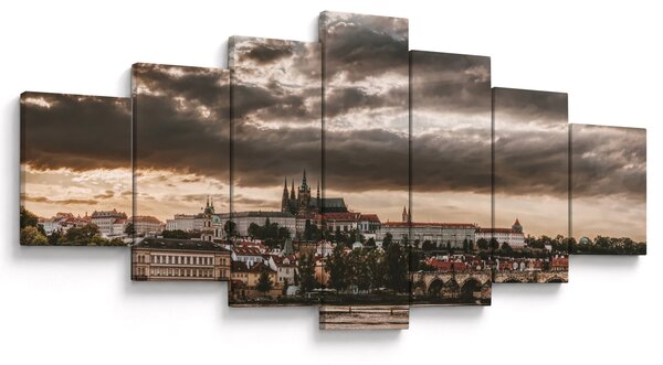 Obraz - zamračená Praha (210x100 cm)