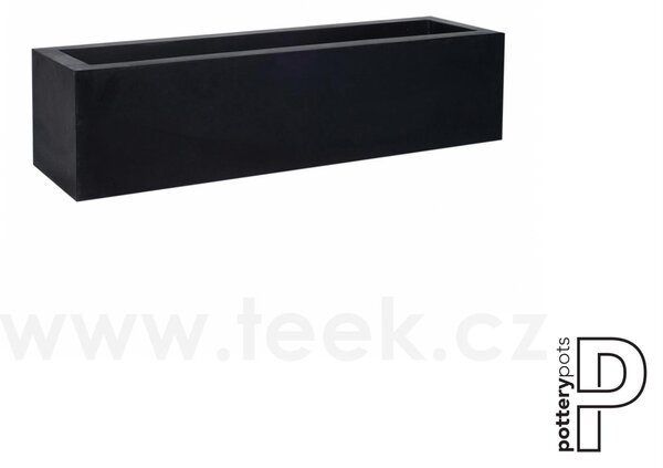 Pottery Pots Venkovní květináč obdélníkový Jort Low S, Black (barva černá), kolekce Natural, kompozit Fiberstone, d 100 cm x š 30 cm x v 25 cm, objem cca 75 l
