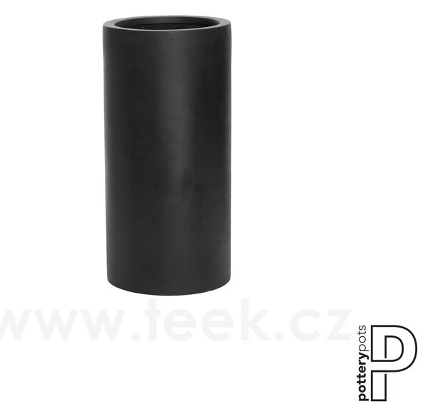 Pottery Pots Venkovní květináč kulatý Klax M, Black (barva černá), kolekce Natural, kompozit Fiberstone, průměr 30 cm x v 60 cm, objem cca 42 l