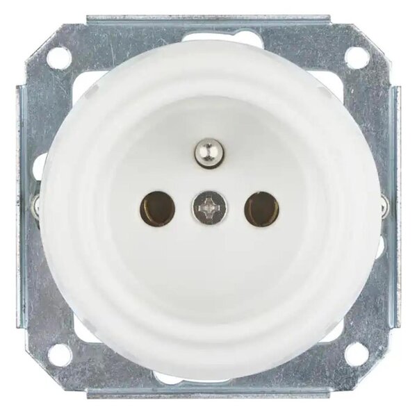 Bohemia-Design - Porcelánová retro zásuvka domovní bez rámečku 250V/16A bílá