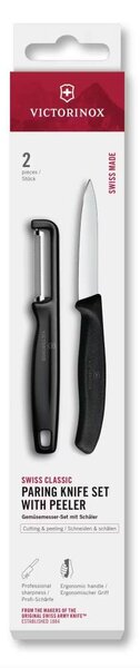 Victorinox - Sada kuchyňský nůž se škrabkou SWISS CLASSIC černá