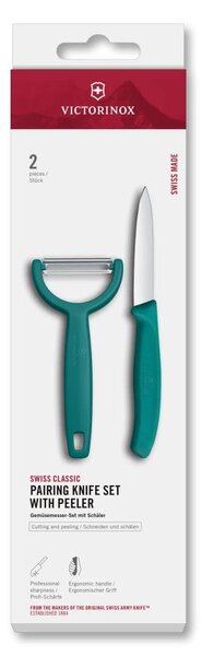 Victorinox - Sada kuchyňský nůž se škrabkou SWISS CLASSIC tyrkysová
