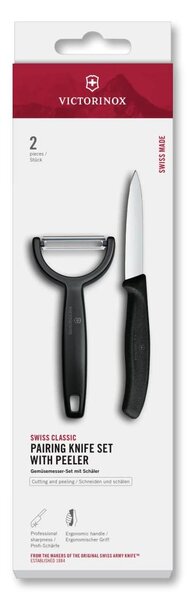 Victorinox - Sada kuchyňský nůž se škrabkou SWISS CLASSIC černá