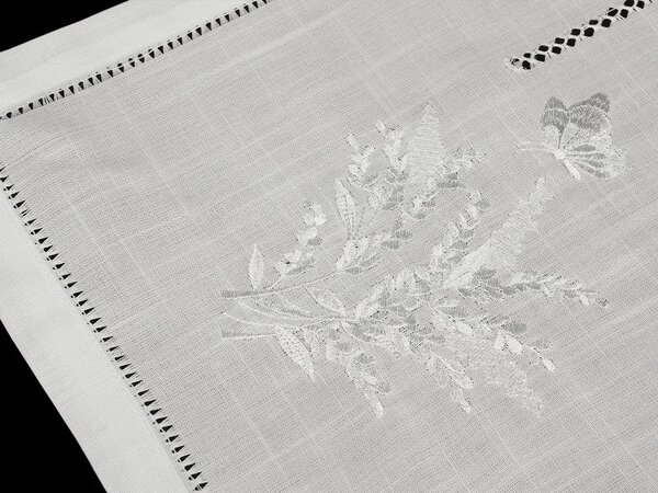 Běhoun / ubrus textilní vyšívaný 40x160 cm - Off White