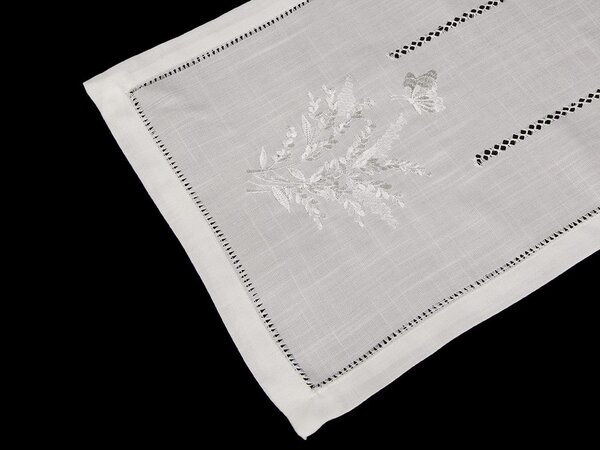 Běhoun / ubrus textilní vyšívaný 40x160 cm - Off White