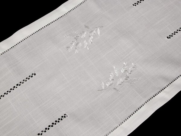 Běhoun / ubrus textilní vyšívaný 40x160 cm - Off White