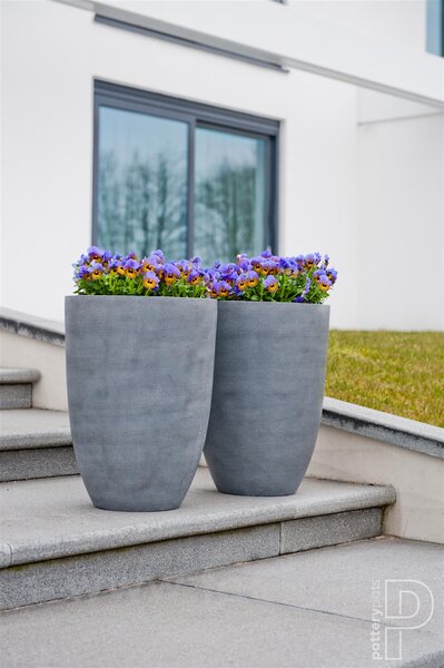 Pottery Pots Venkovní květináč kulatý Ben L, Grey (barva šedá), kolekce Natural, kompozit Fiberstone, průměr 40 cm x v 55 cm, objem cca 54 l