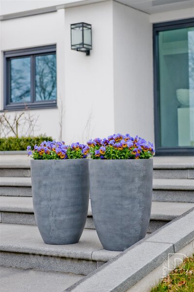 Pottery Pots Venkovní květináč kulatý Ben L, Grey (barva šedá), kolekce Natural, kompozit Fiberstone, průměr 40 cm x v 55 cm, objem cca 54 l