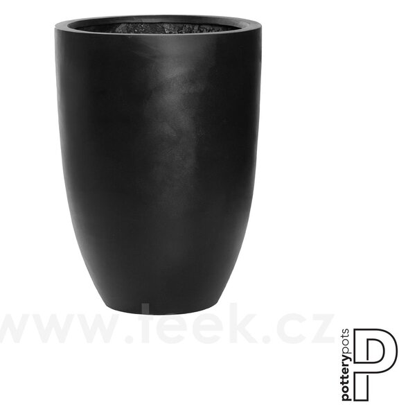 Pottery Pots Venkovní květináč kulatý Ben L, Black (barva černá), kolekce Natural, kompozit Fiberstone, průměr 40 cm x v 55 cm, objem cca 54 l