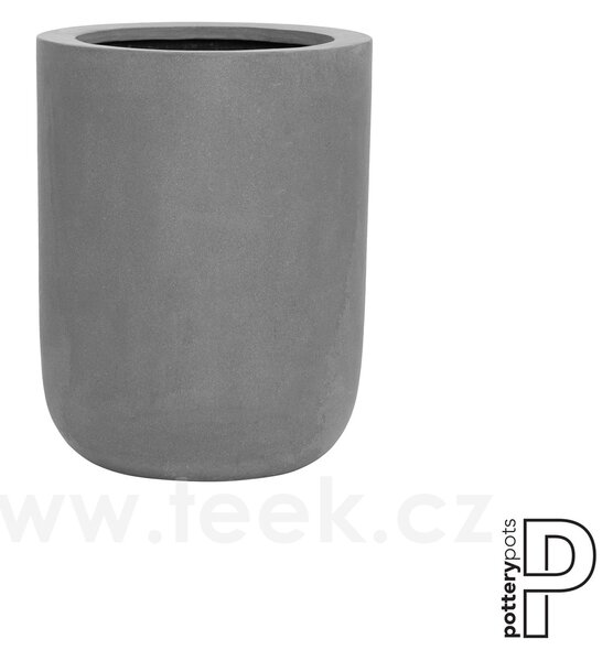 Pottery Pots Venkovní květináč kulatý Dice L, Grey (barva šedá), kolekce Natural, kompozit Fiberstone, průměr 34 cm x v 44 cm, objem cca 37 l