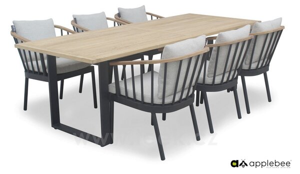 Apple Bee Jídelní stůl Condor, Apple Bee, 190x95 cm, rám hliník barva Black (černá), deska teak