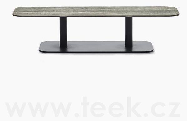 Vincent Sheppard Nízký stolek Kodo, Vincent Sheppard, obdélníkový 129x45x31 cm, rám hliník barva Fossil Grey, deska keramika dekor Flint