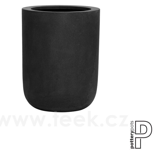 Pottery Pots Venkovní květináč kulatý Dice L, Black (barva černá), kolekce Natural, kompozit Fiberstone, průměr 34 cm x v 44 cm, objem cca 37 l
