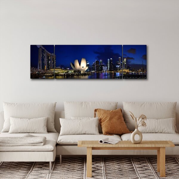 Obraz nočního Singapouru (170x50 cm)