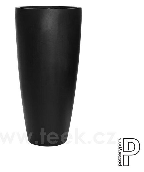 Pottery Pots Venkovní květináč kulatý Dax XL, Black (barva černá), kolekce Natural, kompozit Fiberstone, průměr 47 cm x v 100 cm, objem cca 128 l