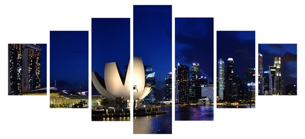Obraz nočního Singapouru (210x100 cm)