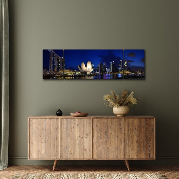 Obraz nočního Singapouru (170x50 cm)