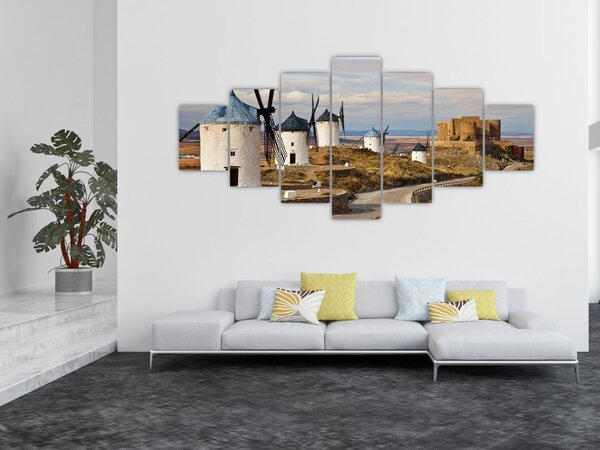 Obraz - Větrné mlýny Consuegra, Španělsko (210x100 cm)